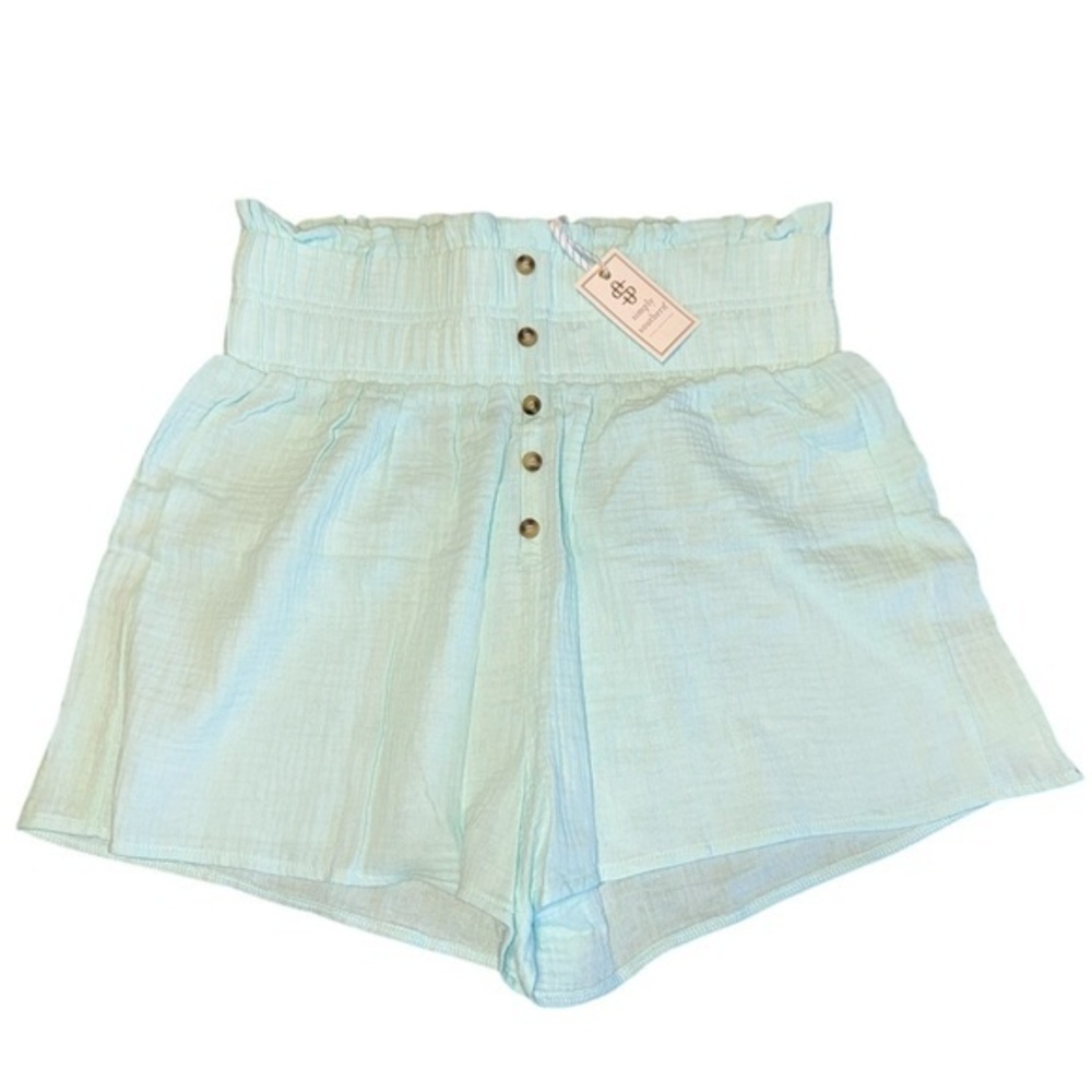 Simply Southern Smocked Waist Shorts - Seafoam Blue - Size S/M - NWT